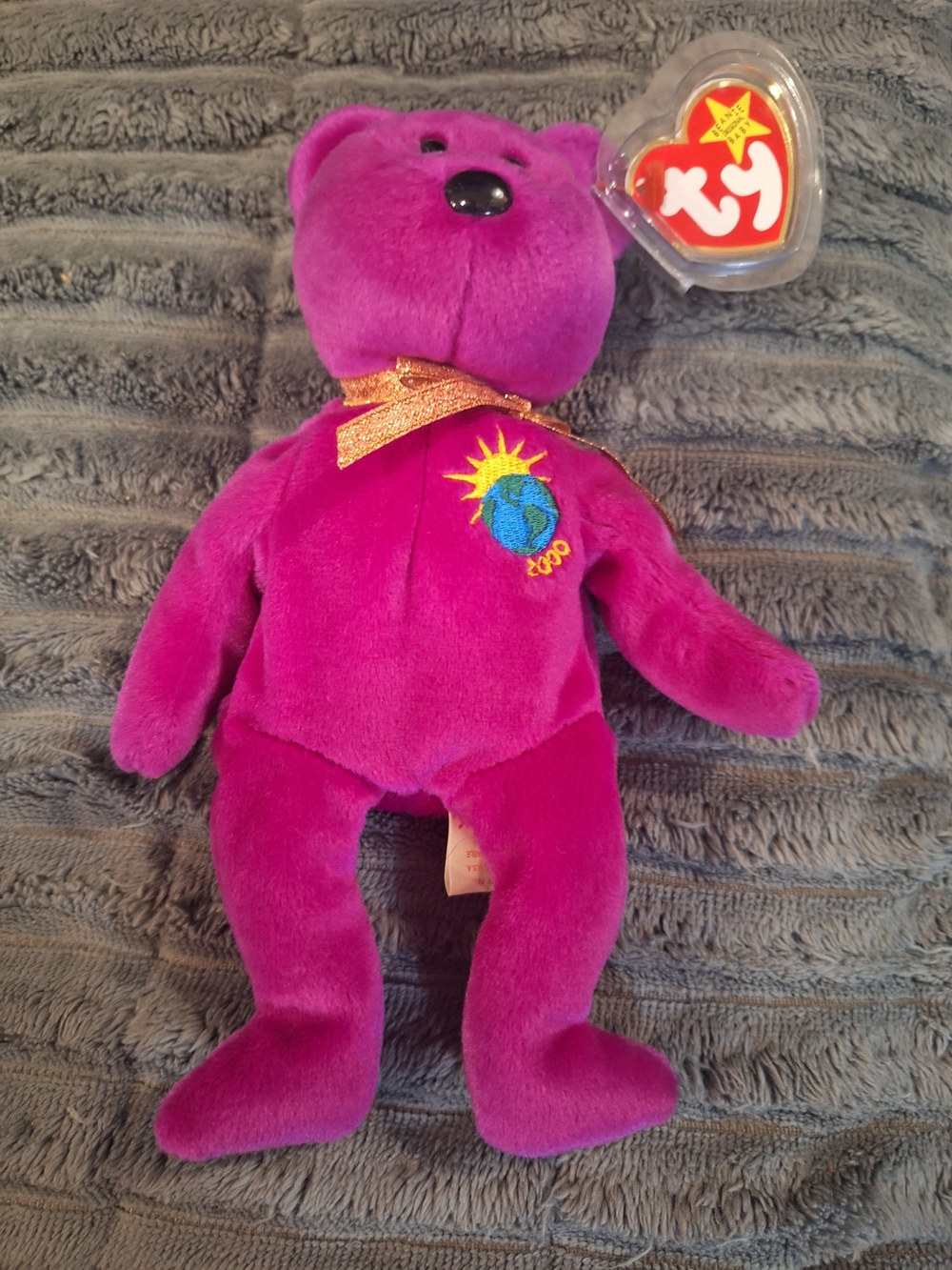 Rare Ty Pink/Purple Beanie Baby Bear  Milenium Beanie Baby